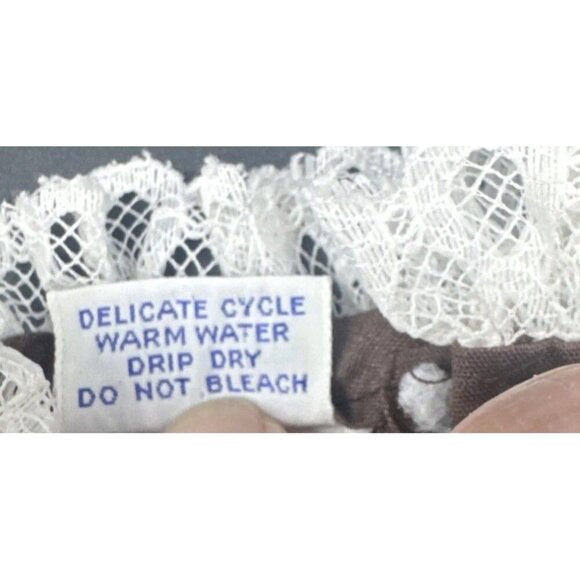 VTG Polly Flinders Brown Smocked Lace Floral Long Sleeve Button Back Dress Sz 3T - Picture 5 of 8